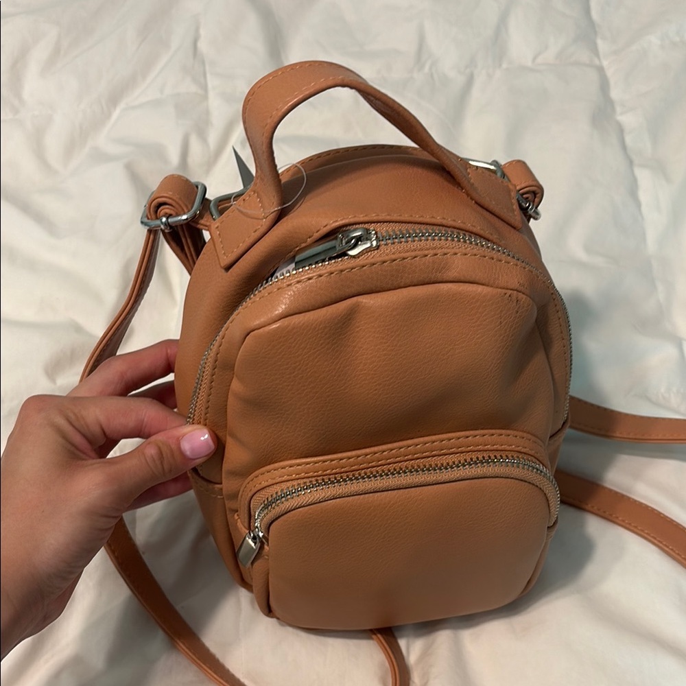 Tan Leather Mini Backpack
